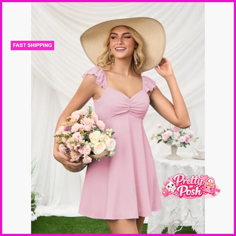 Polyester Elastane V-Neck Backless Ruffle Bow Tie… - image 4